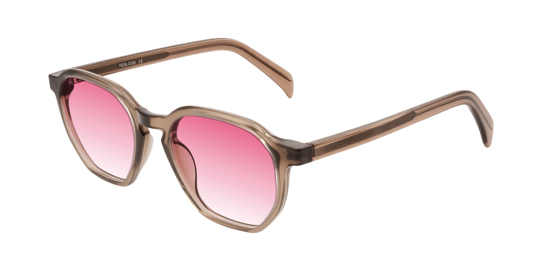 Angle of McKown in Milky Brown with Pink Gradient Lenses