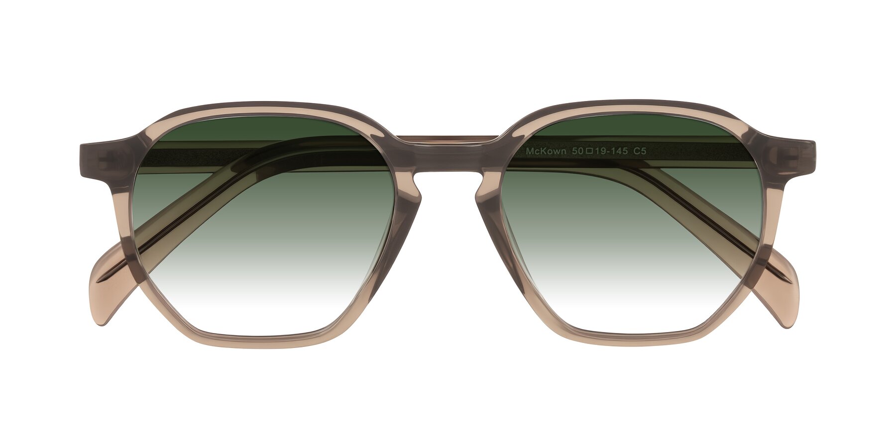 Folded Front of McKown in Milky Brown with Green Gradient Lenses