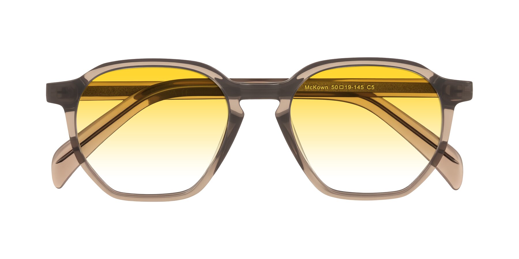 Folded Front of McKown in Milky Brown with Yellow Gradient Lenses
