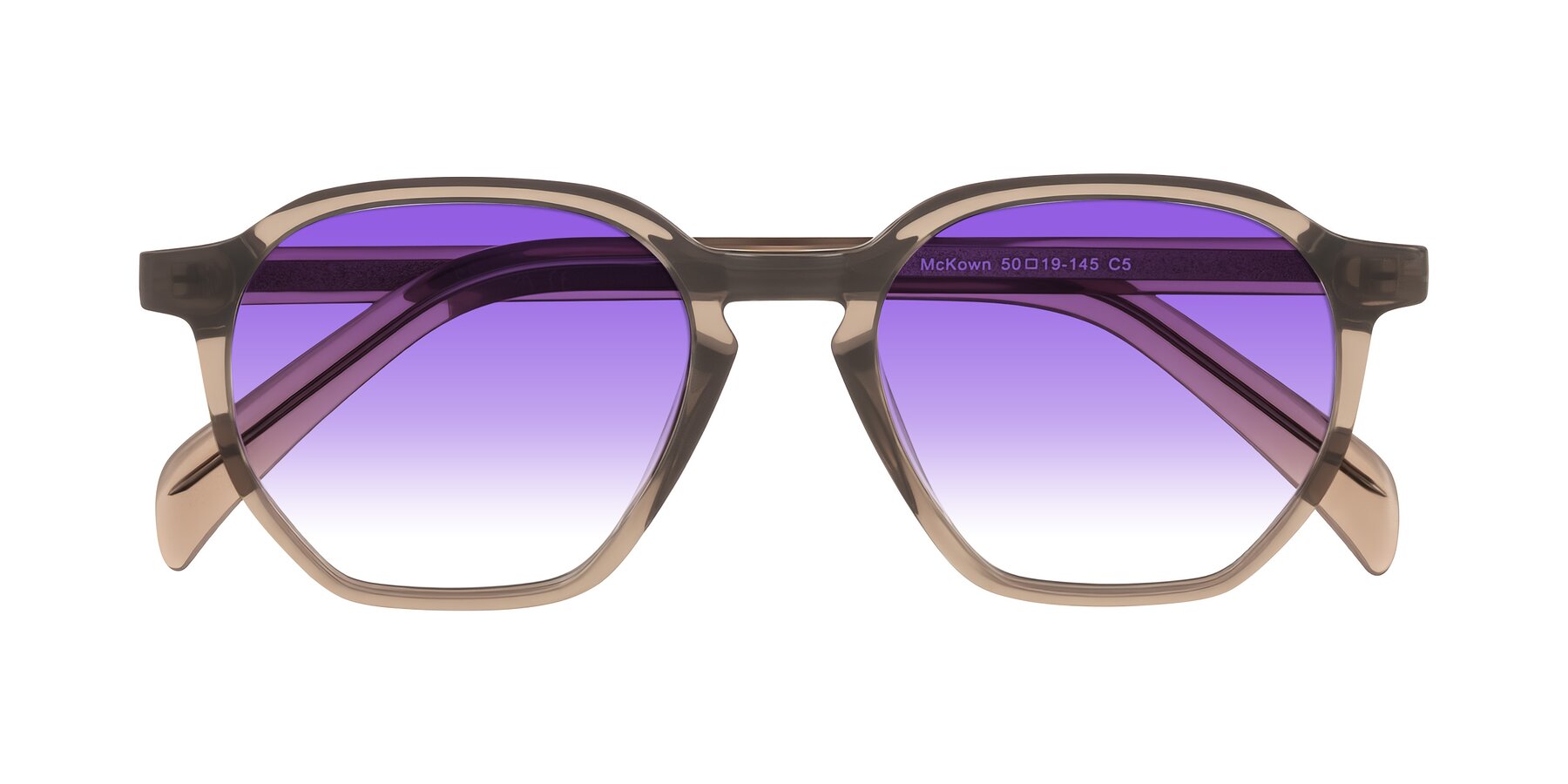 Folded Front of McKown in Milky Brown with Purple Gradient Lenses