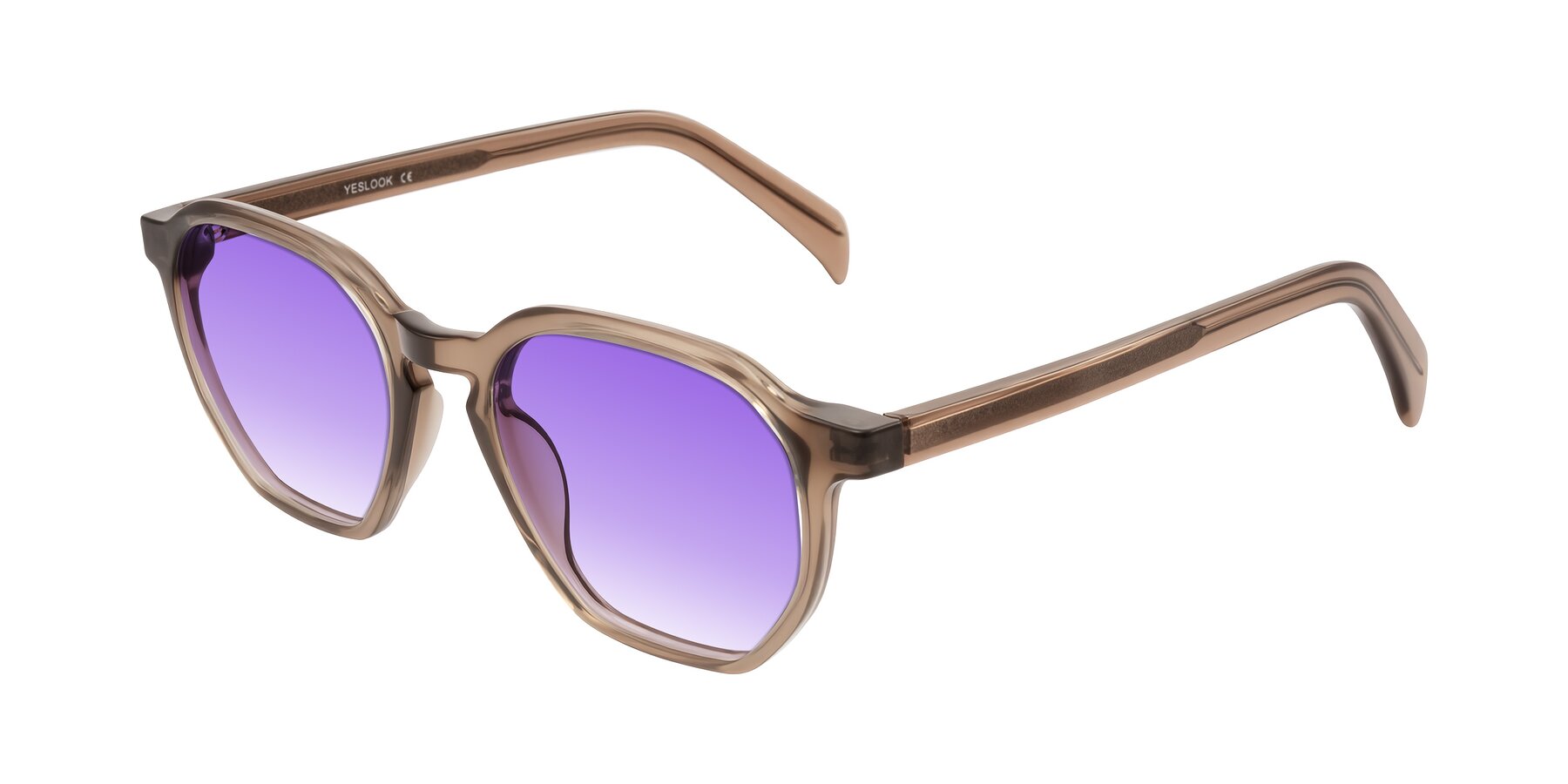 Angle of McKown in Milky Brown with Purple Gradient Lenses