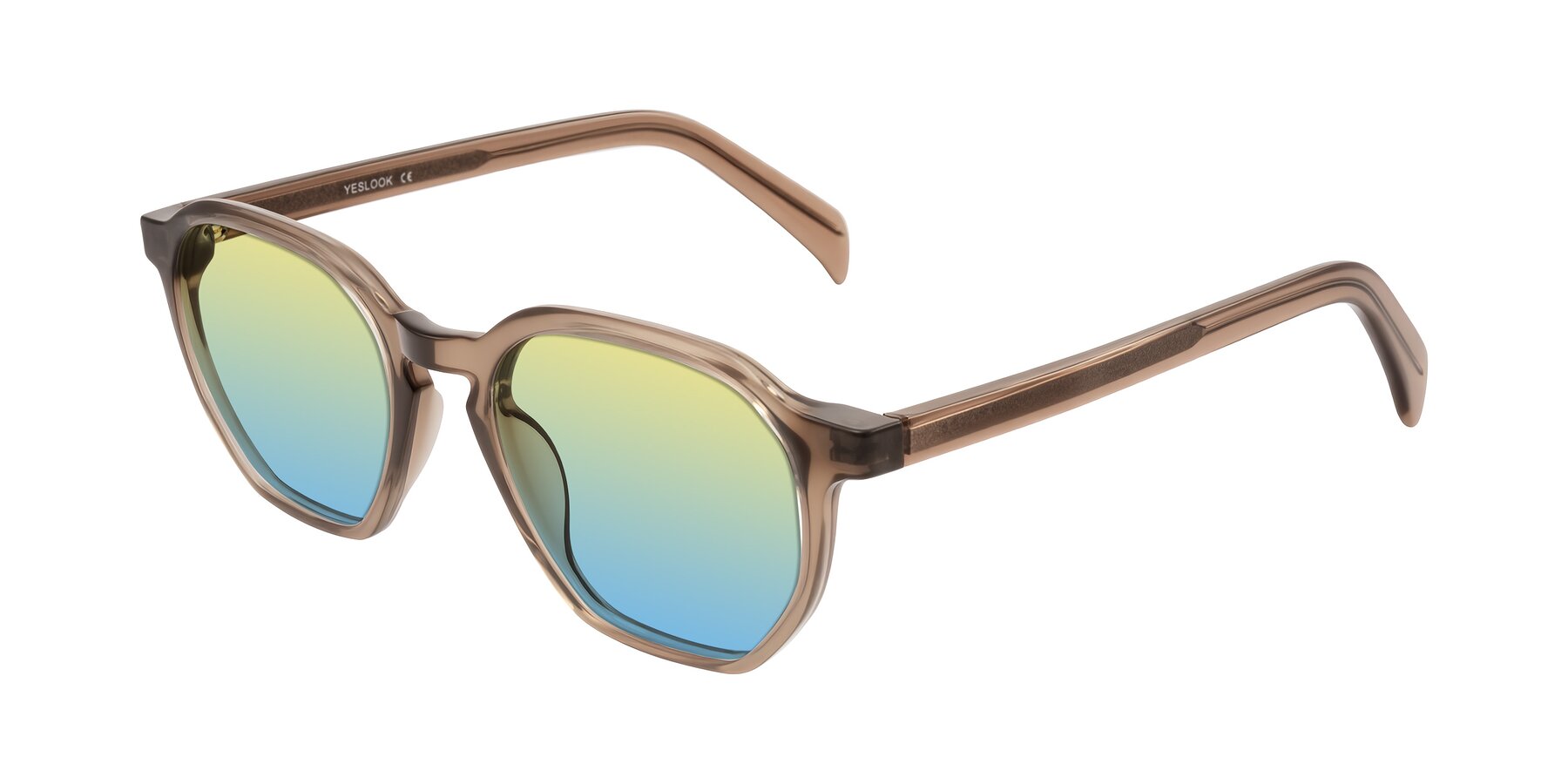 Angle of McKown in Milky Brown with Yellow / Blue Gradient Lenses