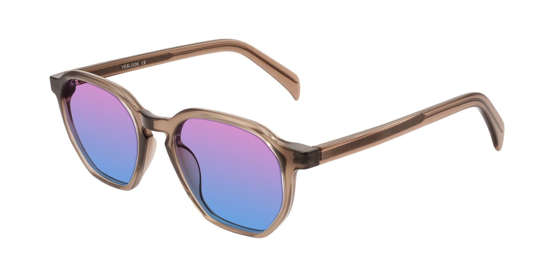 Angle of McKown in Milky Brown with Pink / Blue Gradient Lenses