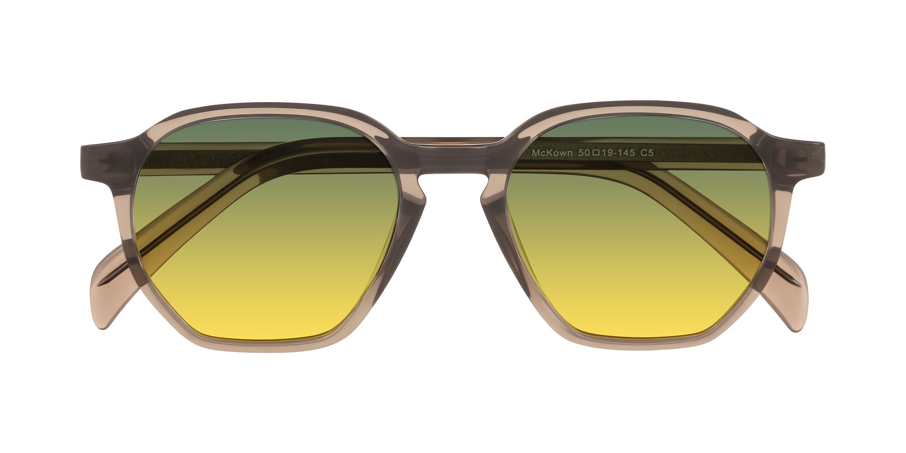 Folded Front of McKown in Milky Brown with Green / Yellow Gradient Lenses
