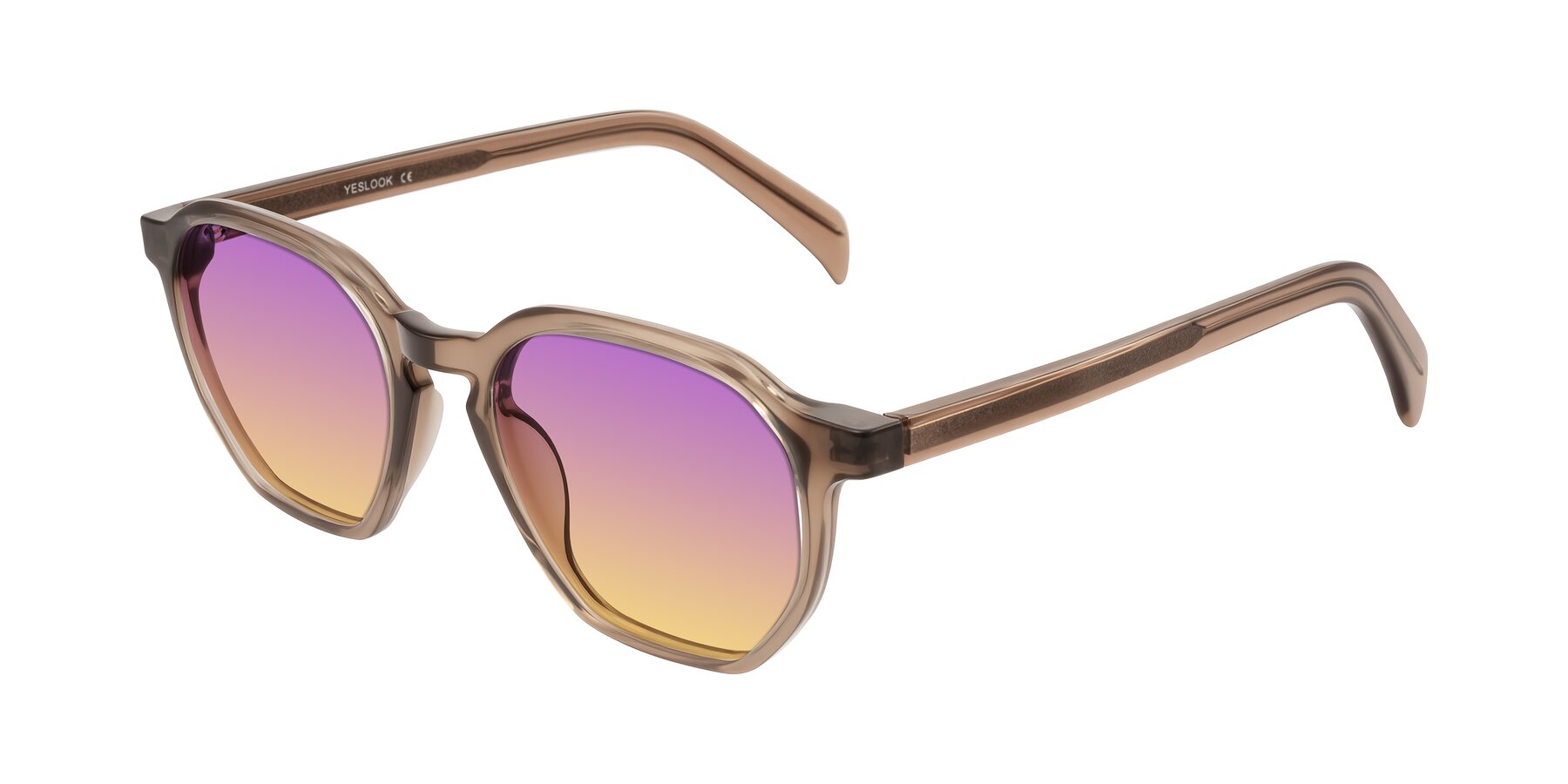 Angle of McKown in Milky Brown with Purple / Yellow Gradient Lenses