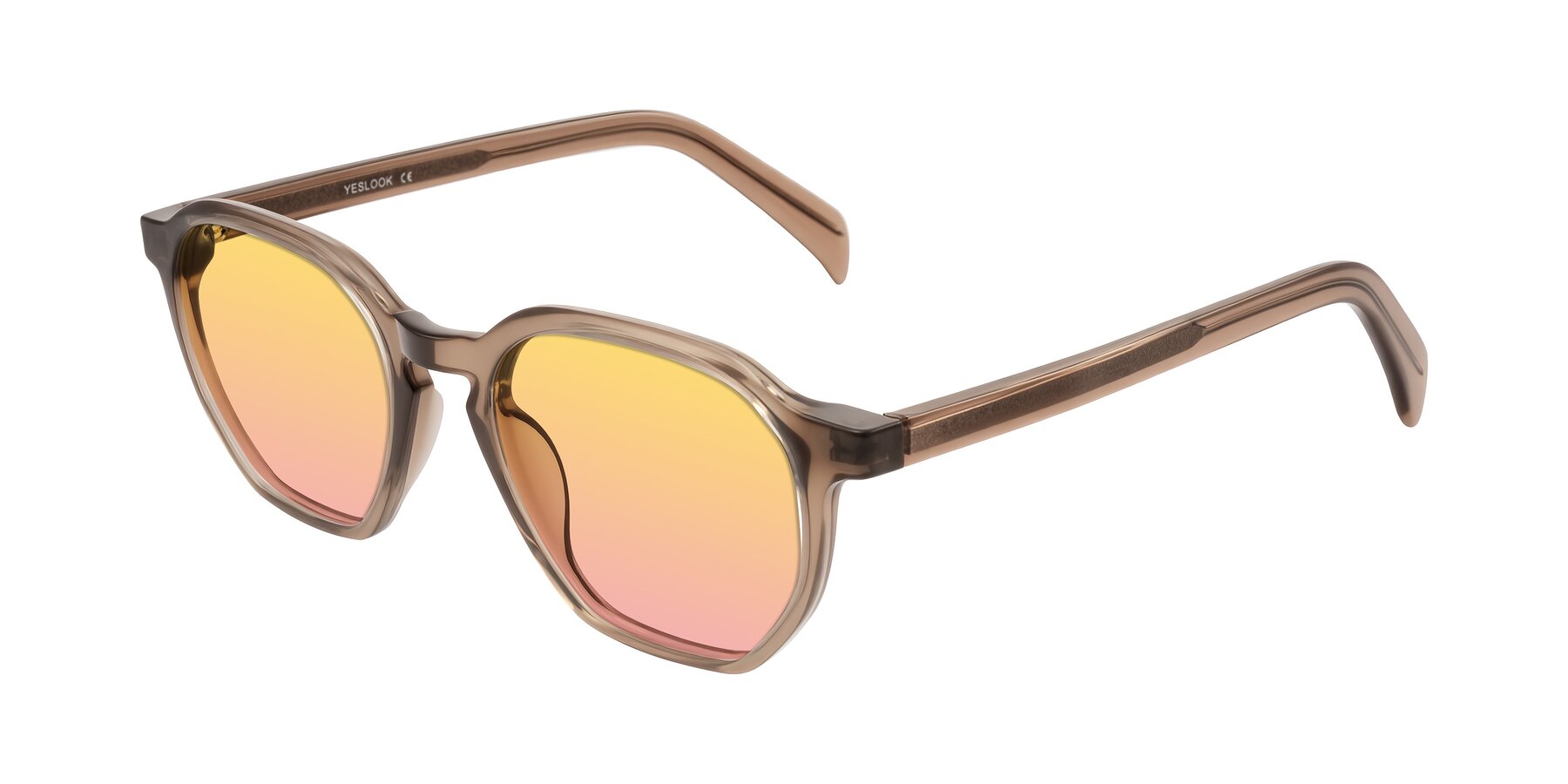 Angle of McKown in Milky Brown with Yellow / Pink Gradient Lenses