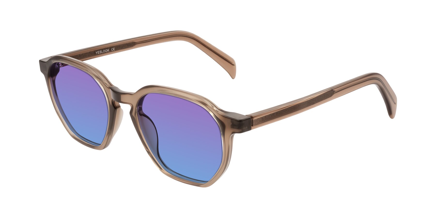 Angle of McKown in Milky Brown with Purple / Blue Gradient Lenses
