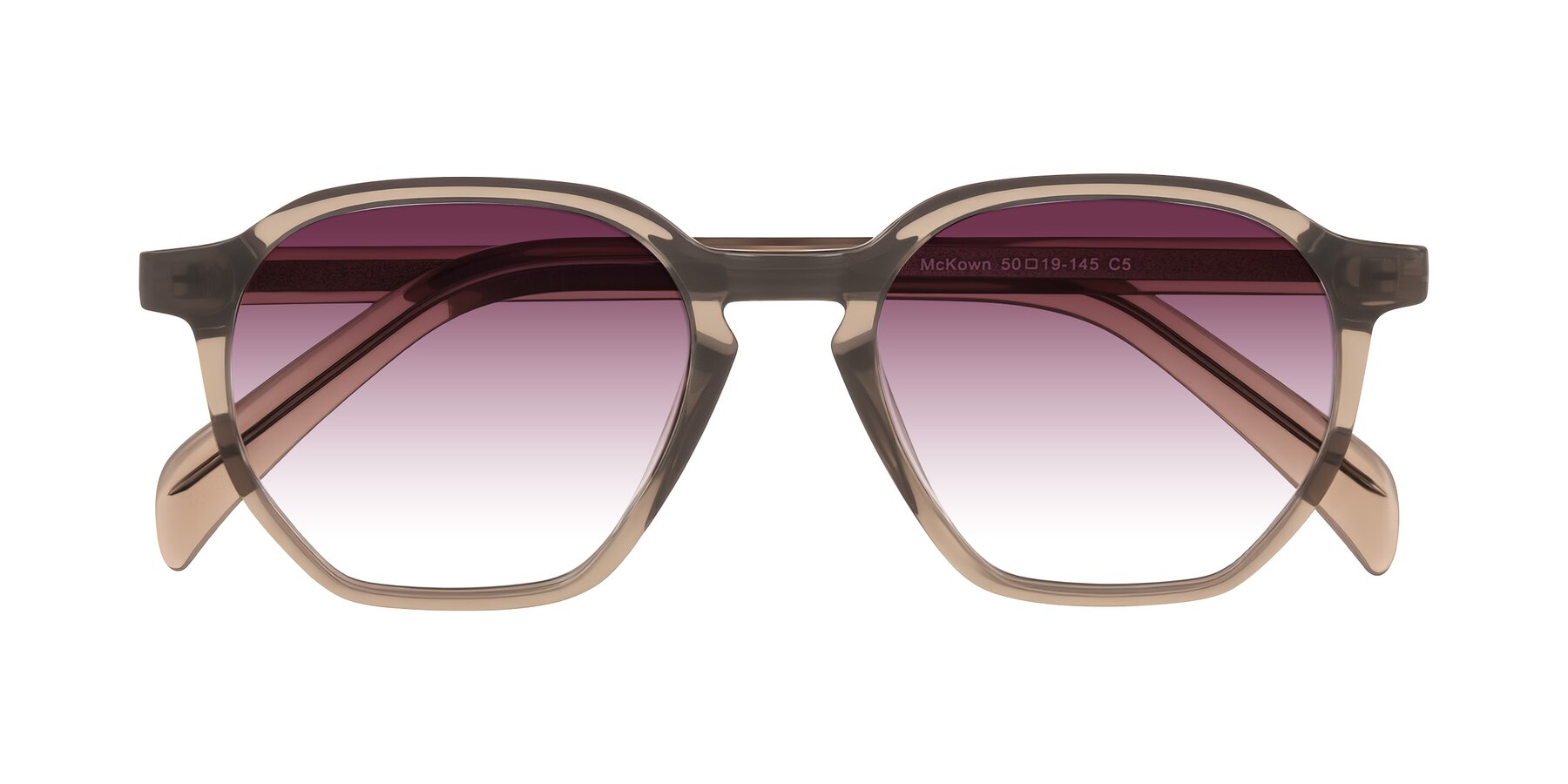 Folded Front of McKown in Milky Brown with Wine Gradient Lenses