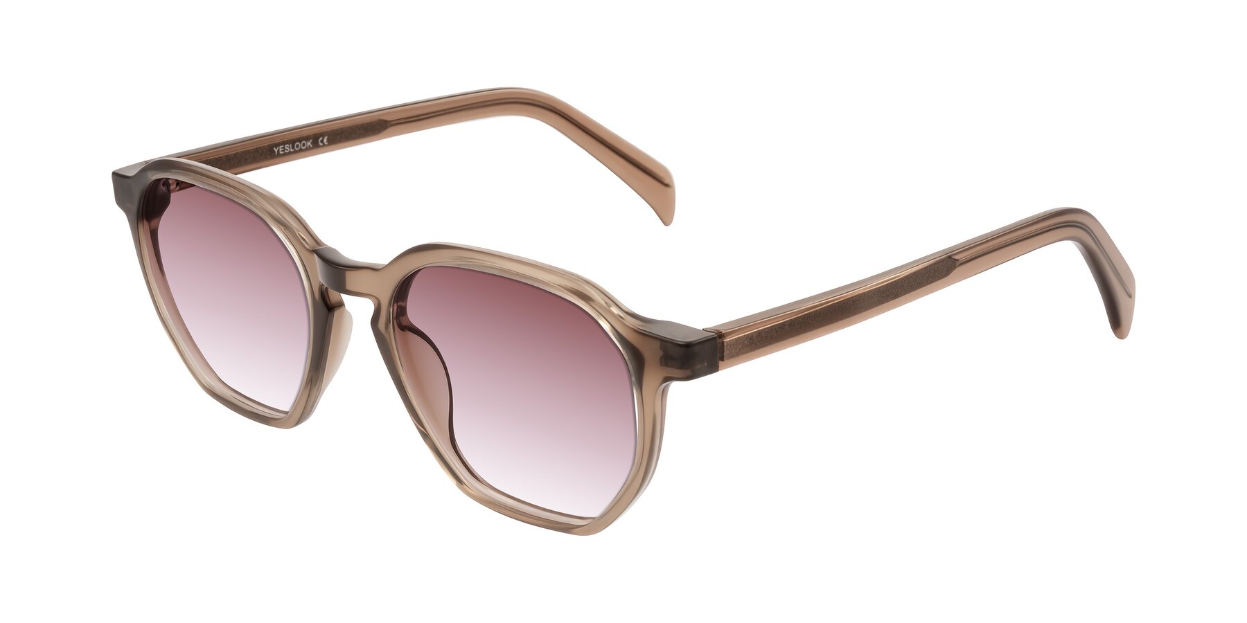 Angle of McKown in Milky Brown with Garnet Gradient Lenses