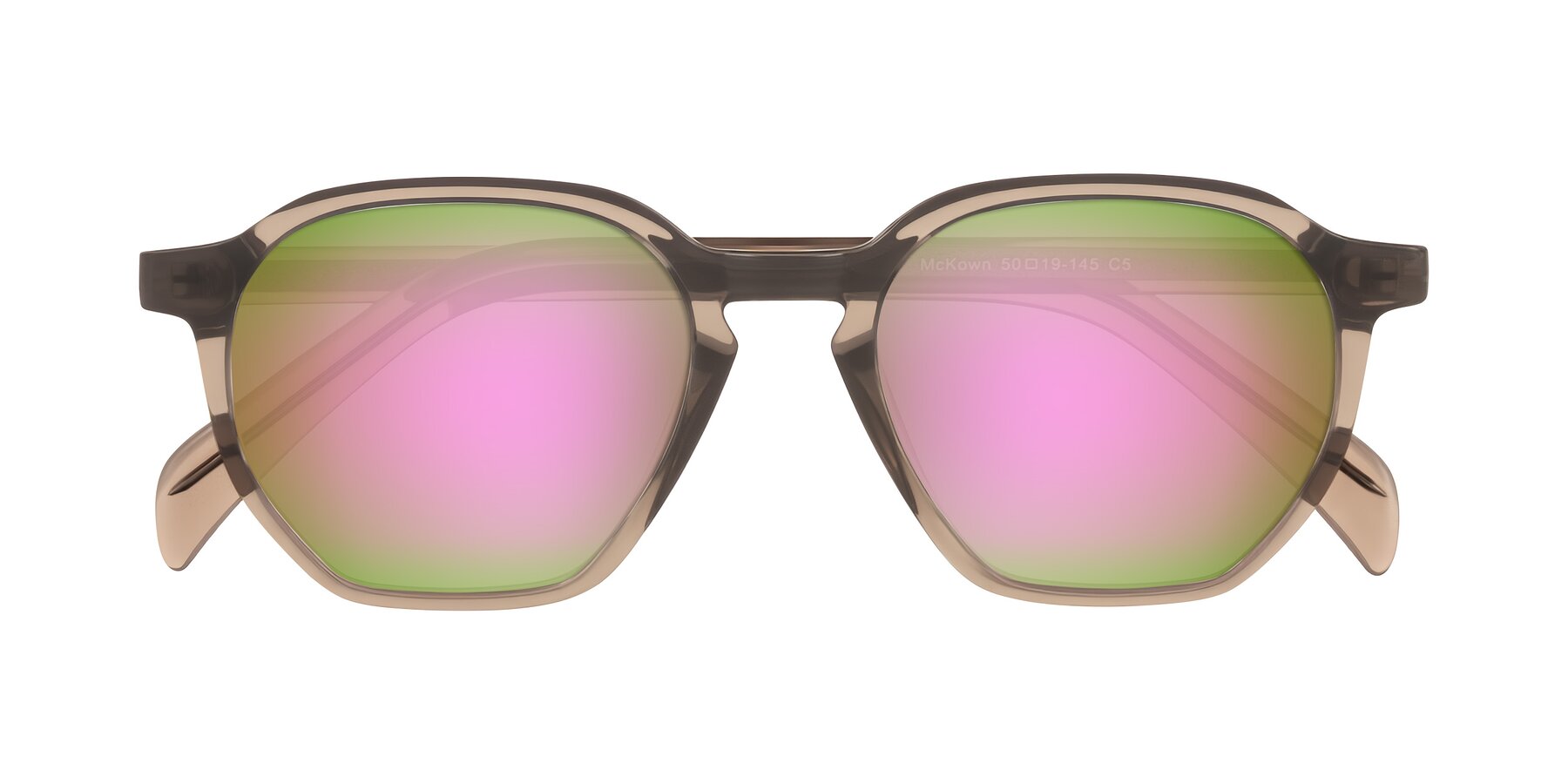 Folded Front of McKown in Milky Brown with Pink Mirrored Lenses