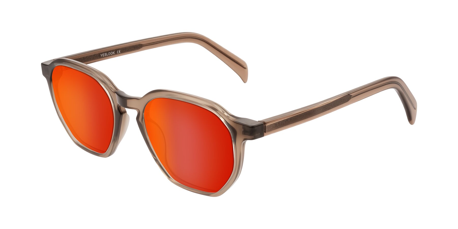 Angle of McKown in Milky Brown with Red Gold Mirrored Lenses