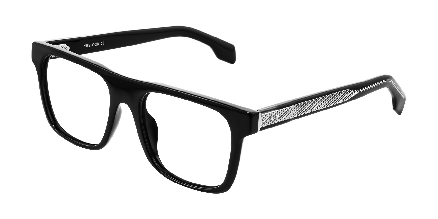 Angle of Lucid in Black with Clear Eyeglass Lenses