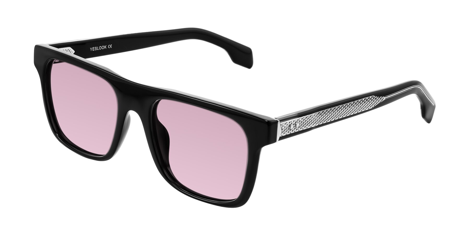 Angle of Lucid in Black with Light Wine Tinted Lenses