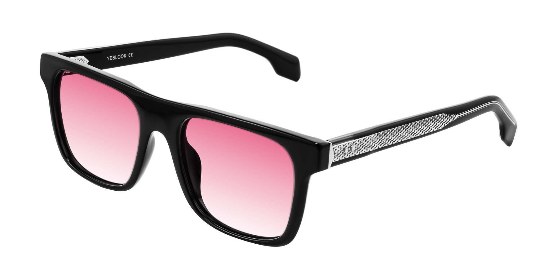 Lucid Ray Color Black Hipster Flat-Top Square Gradient Sunglasses with Pink Sunwear ...