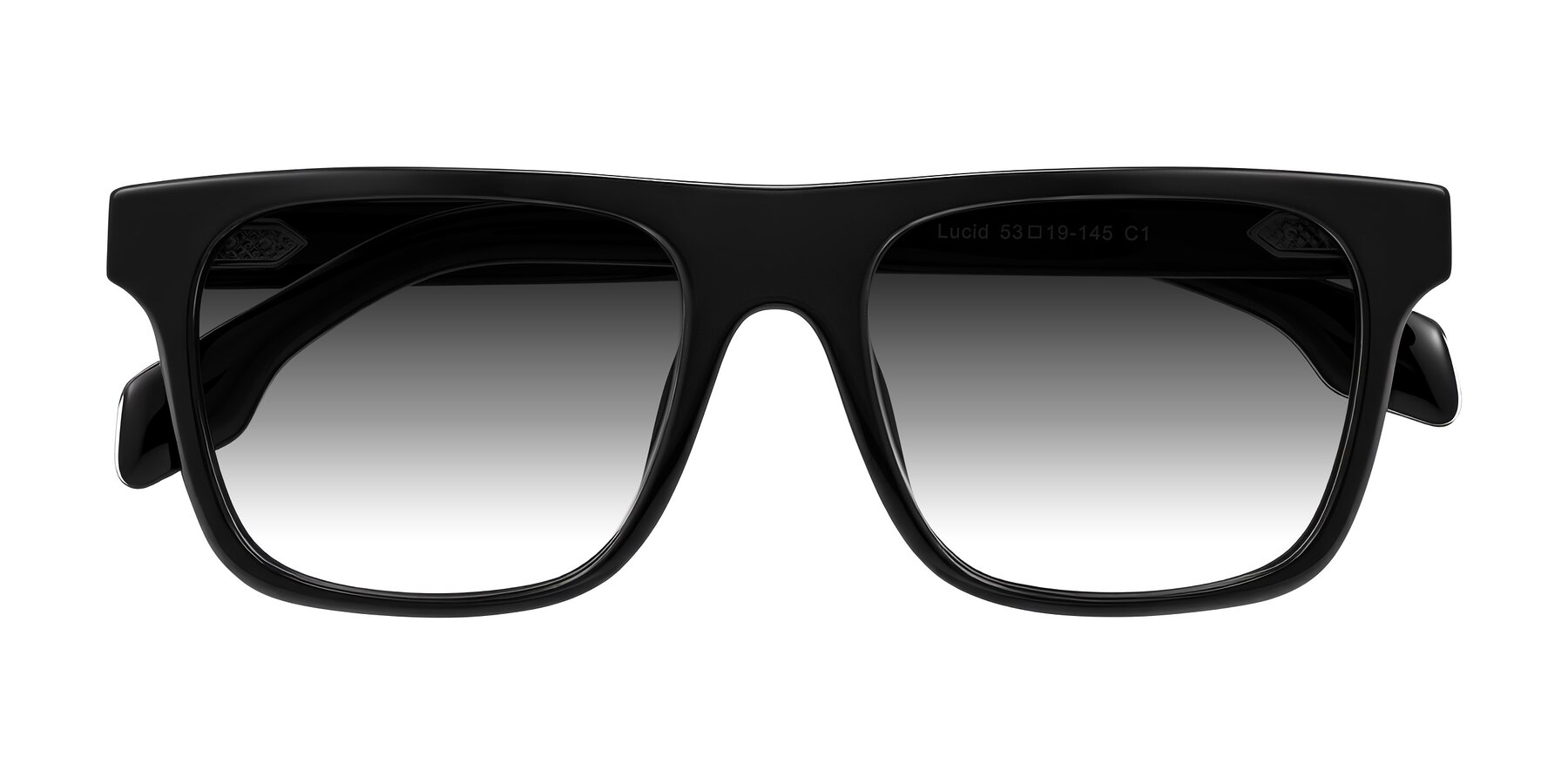 Folded Front of Lucid in Black with Gray Gradient Lenses
