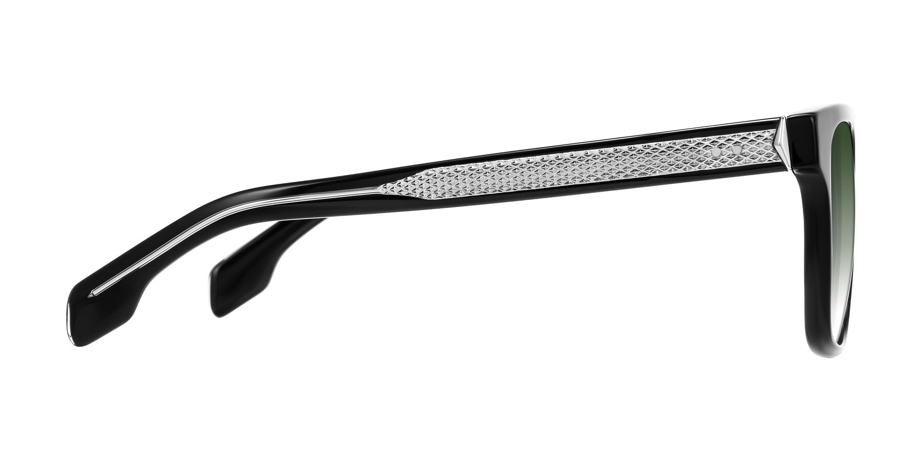 Side of Lucid in Black with Green Gradient Lenses