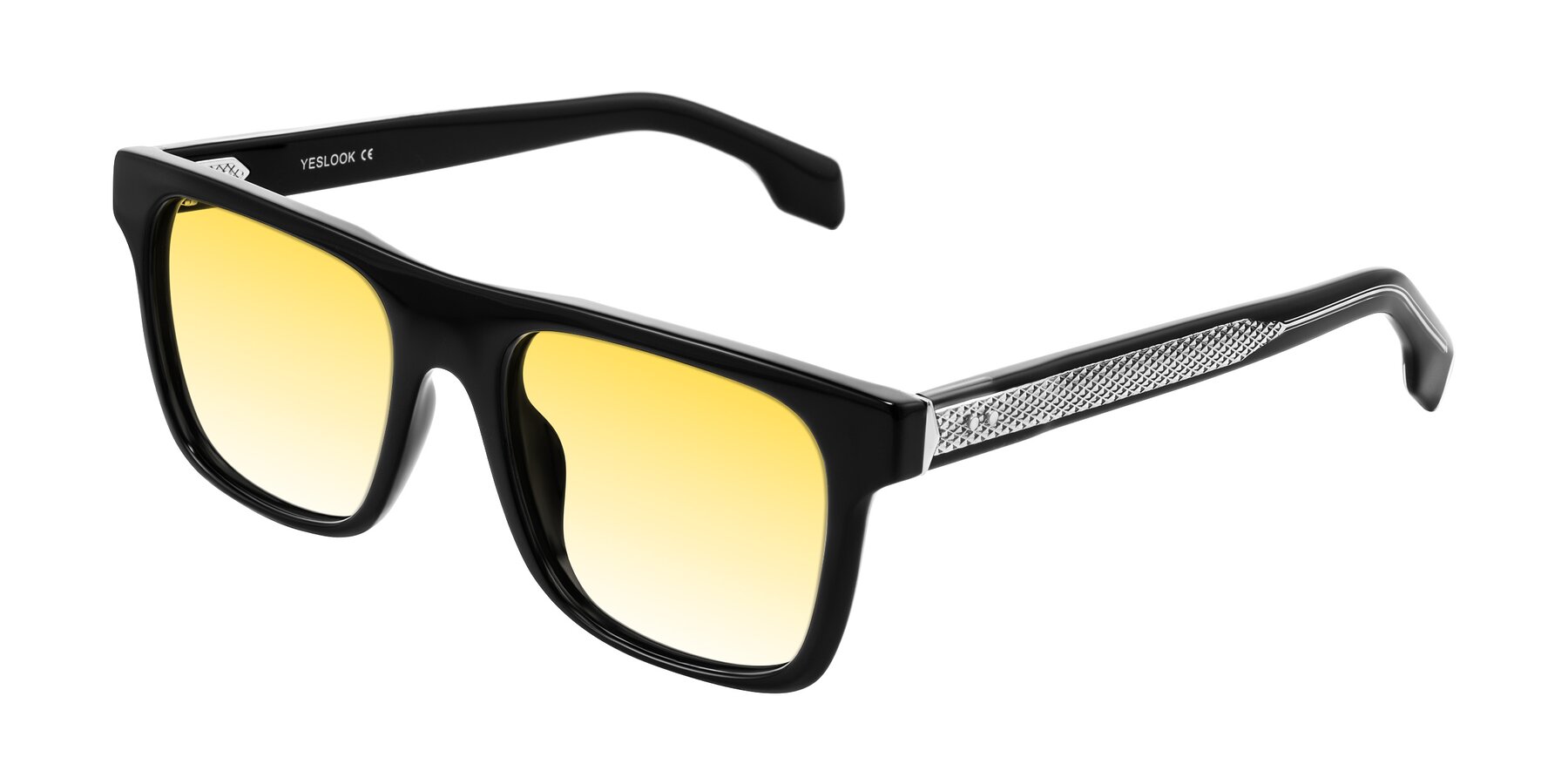 Angle of Lucid in Black with Yellow Gradient Lenses