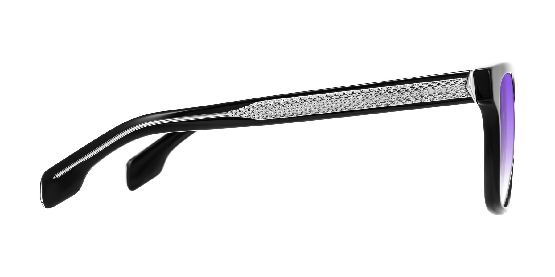 Side of Lucid in Black with Purple Gradient Lenses