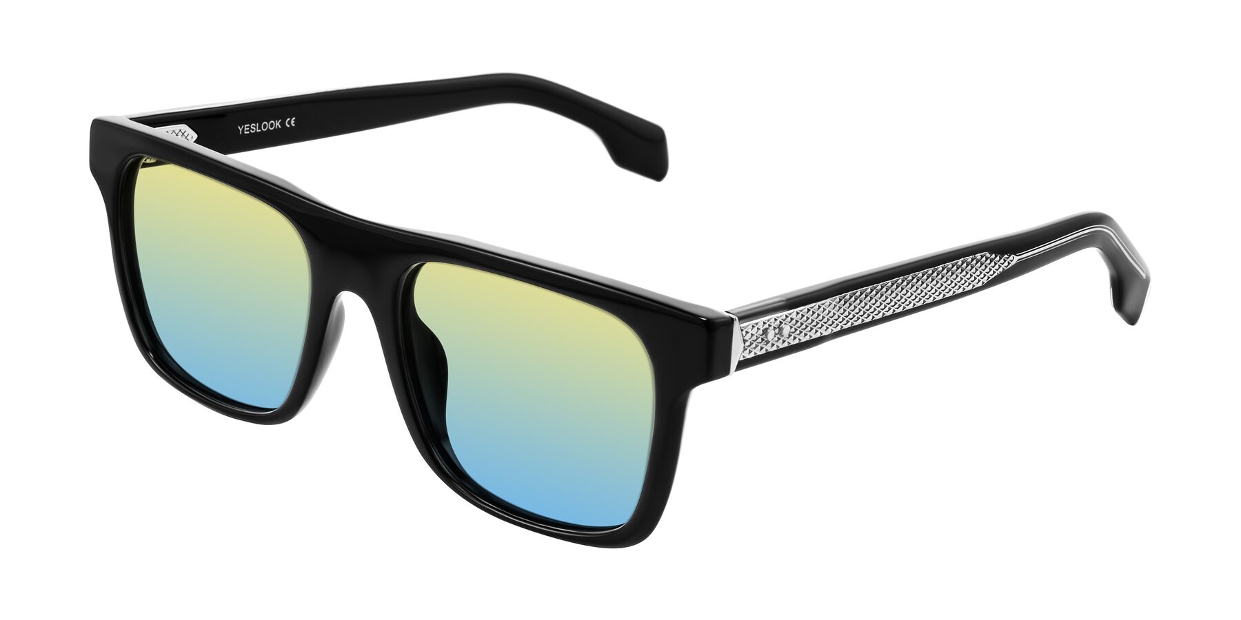 Angle of Lucid in Black with Yellow / Blue Gradient Lenses
