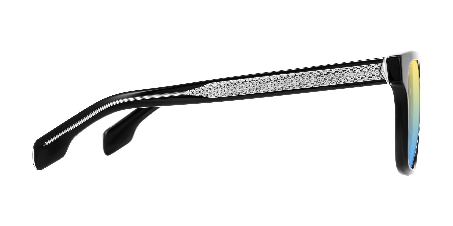 Side of Lucid in Black with Yellow / Blue Gradient Lenses