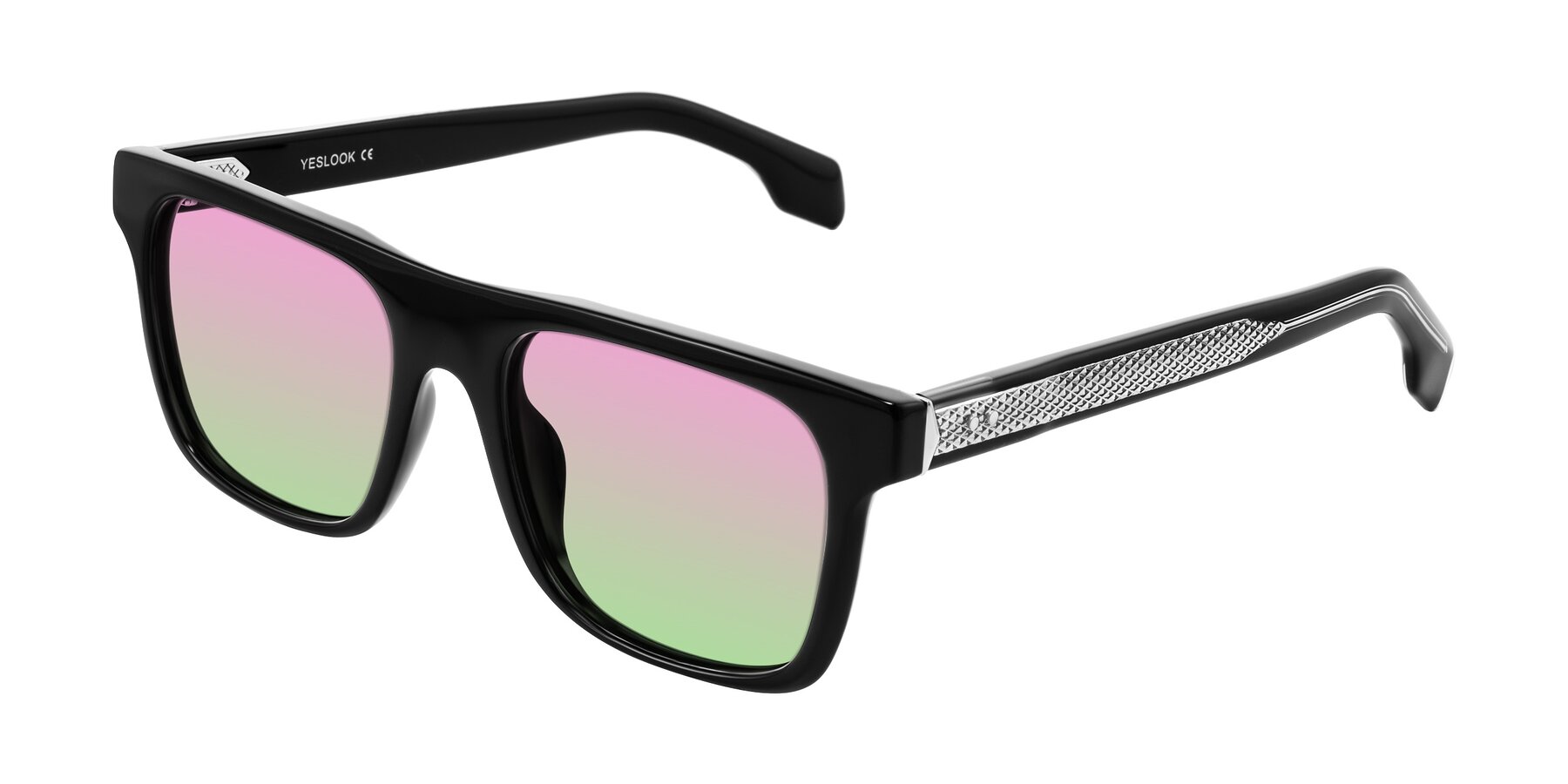 Angle of Lucid in Black with Pink / Green Gradient Lenses