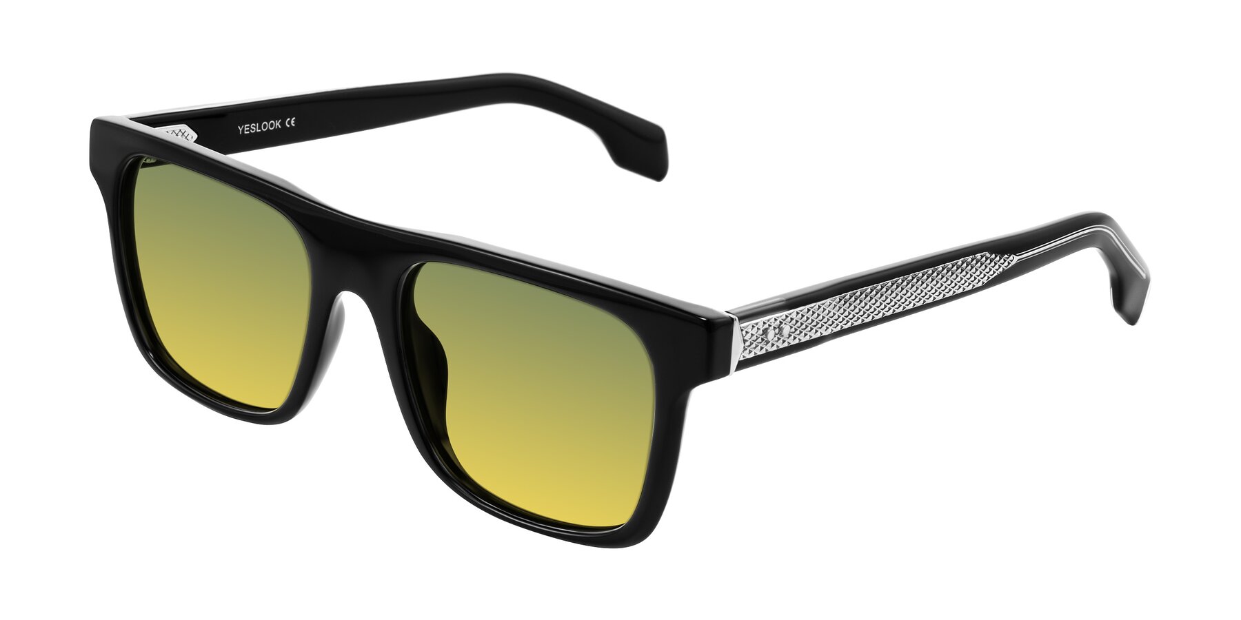 Angle of Lucid in Black with Green / Yellow Gradient Lenses