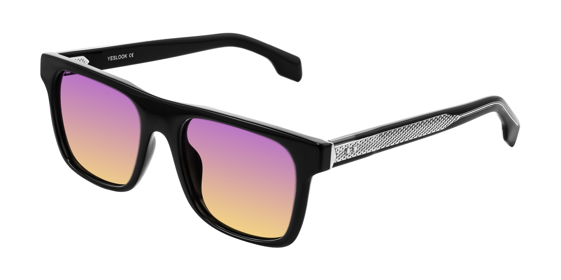 Angle of Lucid in Black with Purple / Yellow Gradient Lenses