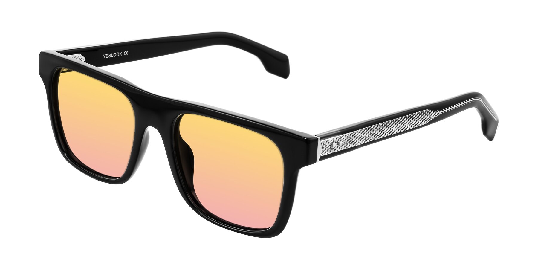 Angle of Lucid in Black with Yellow / Pink Gradient Lenses