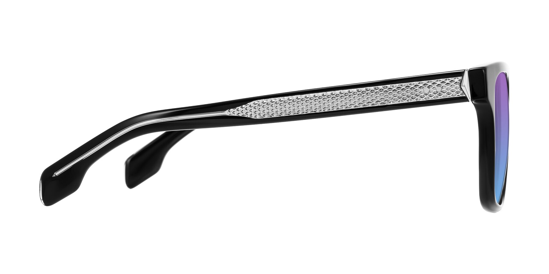 Side of Lucid in Black with Purple / Blue Gradient Lenses