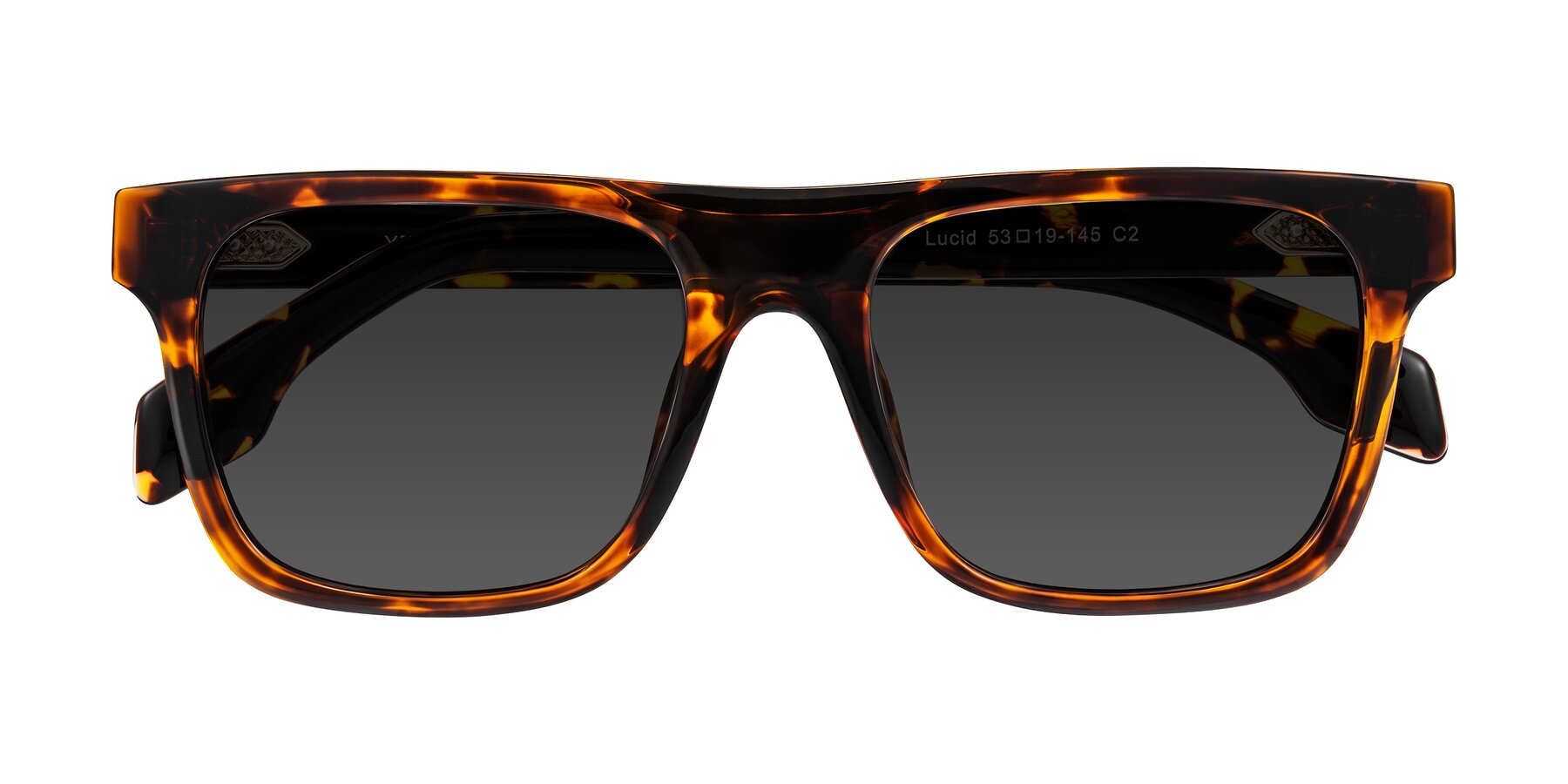 Folded Front of Lucid in Tortoise with Gray Tinted Lenses