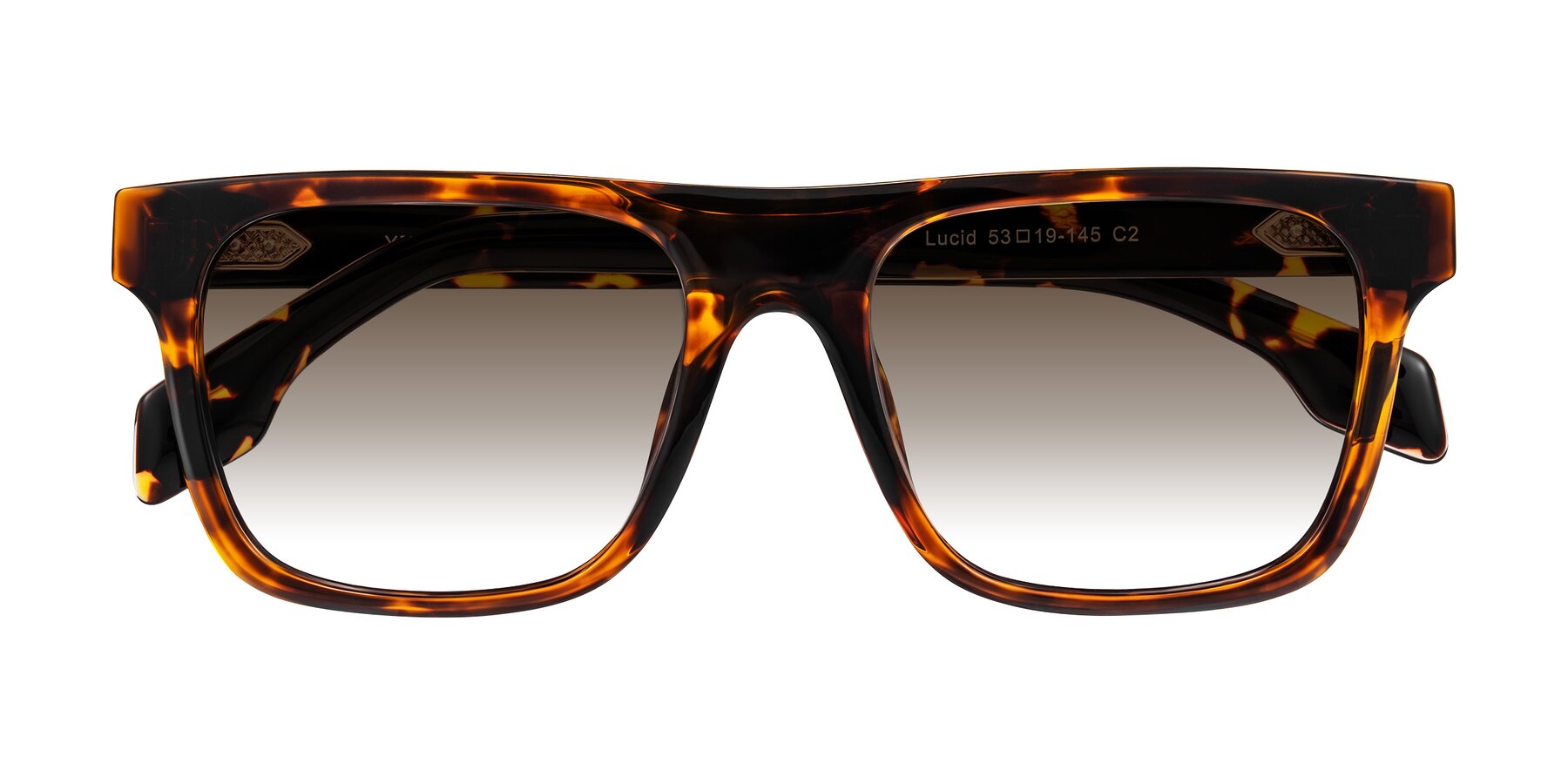 Folded Front of Lucid in Tortoise with Brown Gradient Lenses