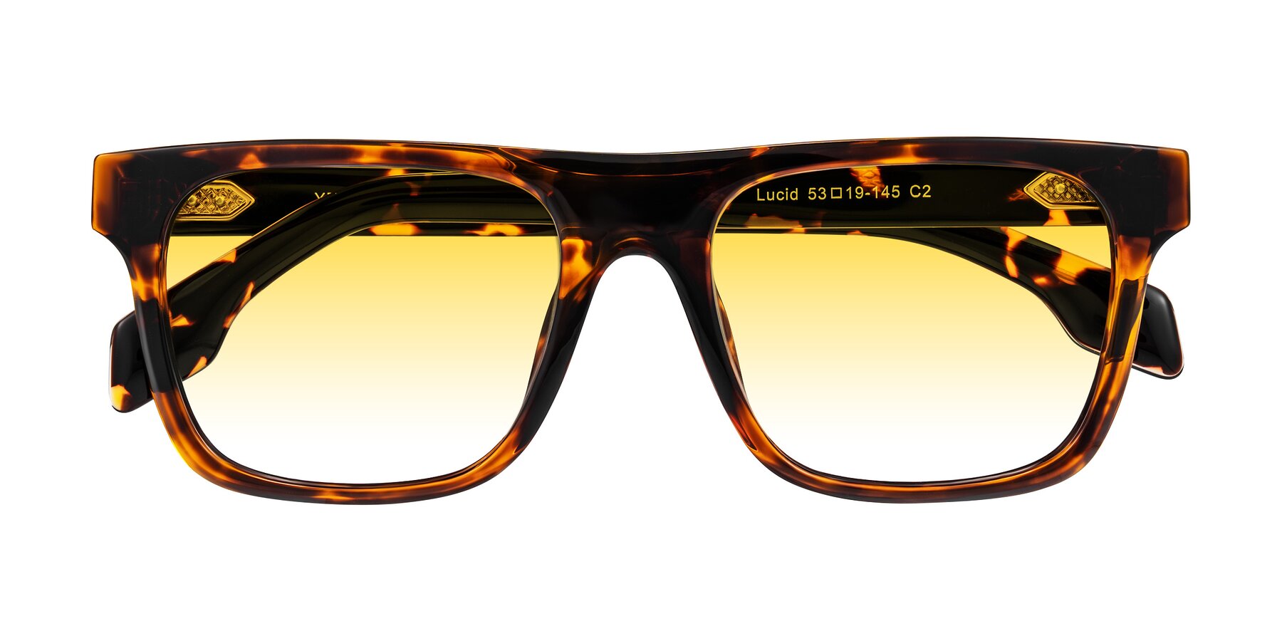 Folded Front of Lucid in Tortoise with Yellow Gradient Lenses