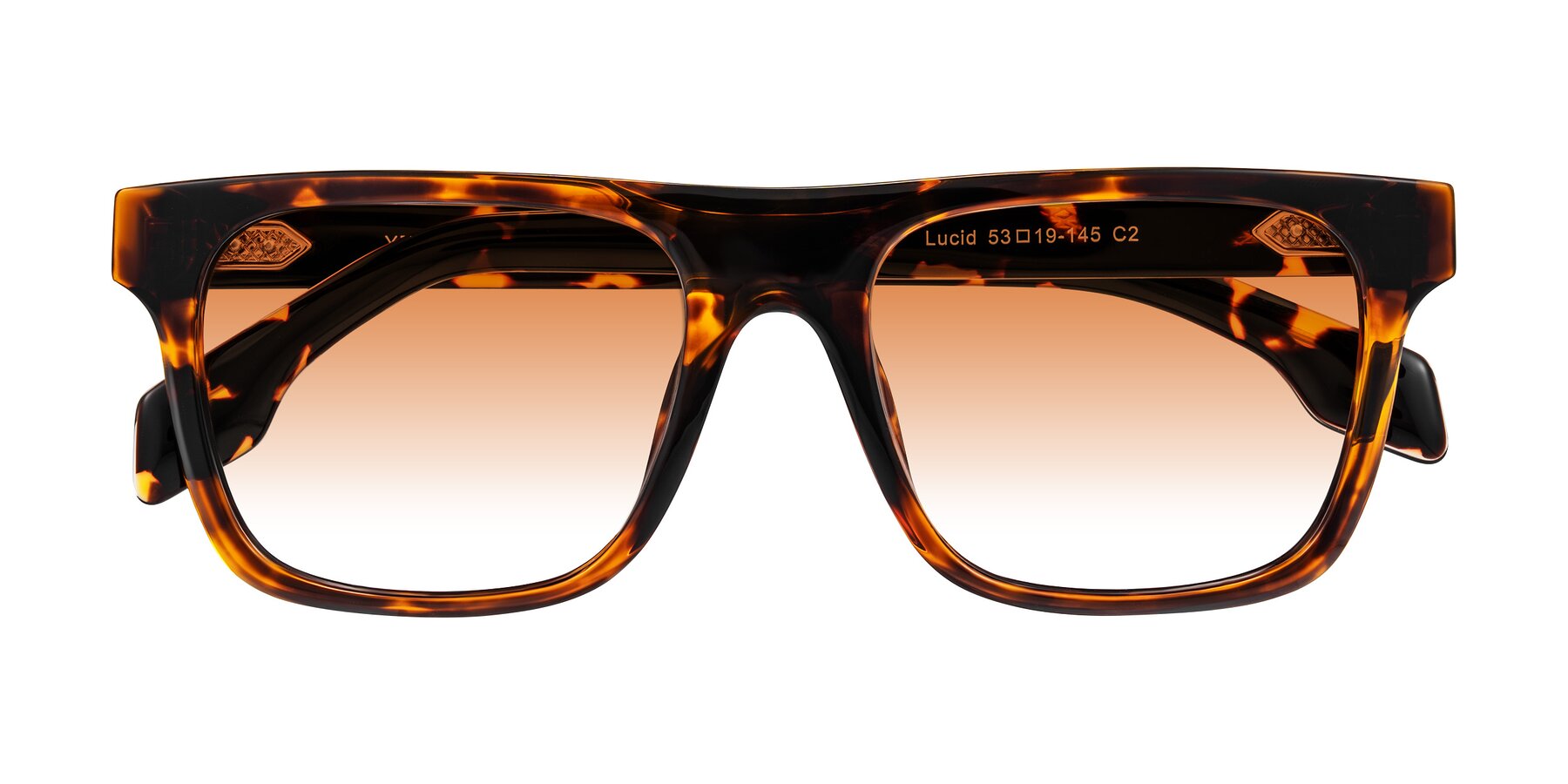 Folded Front of Lucid in Tortoise with Orange Gradient Lenses