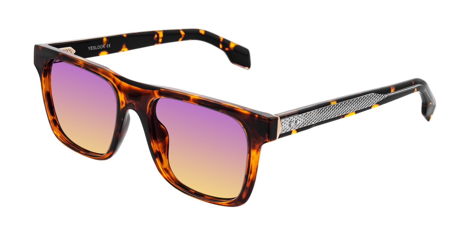 Angle of Lucid in Tortoise with Purple / Yellow Gradient Lenses