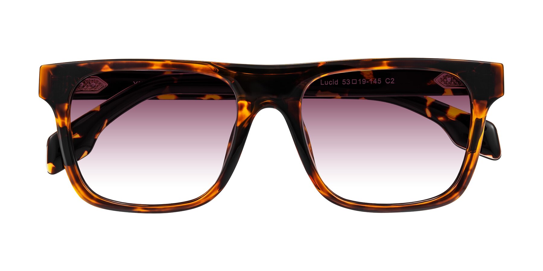 Folded Front of Lucid in Tortoise with Wine Gradient Lenses