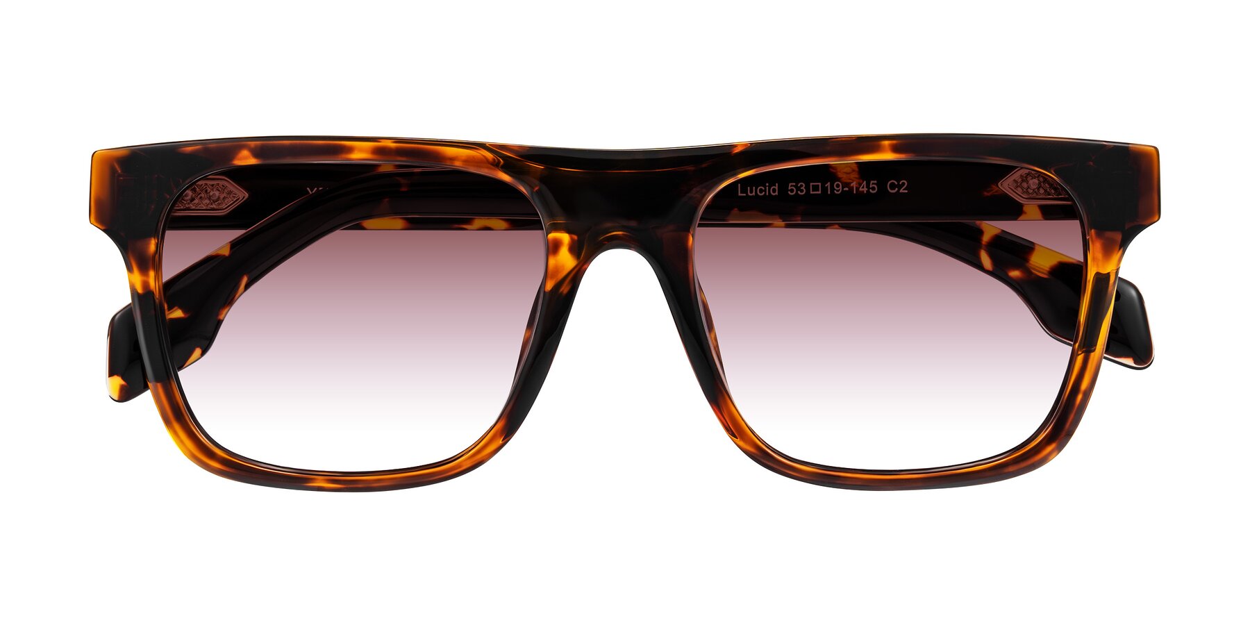 Folded Front of Lucid in Tortoise with Garnet Gradient Lenses