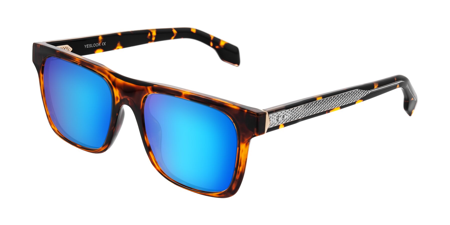 Angle of Lucid in Tortoise with Blue Mirrored Lenses