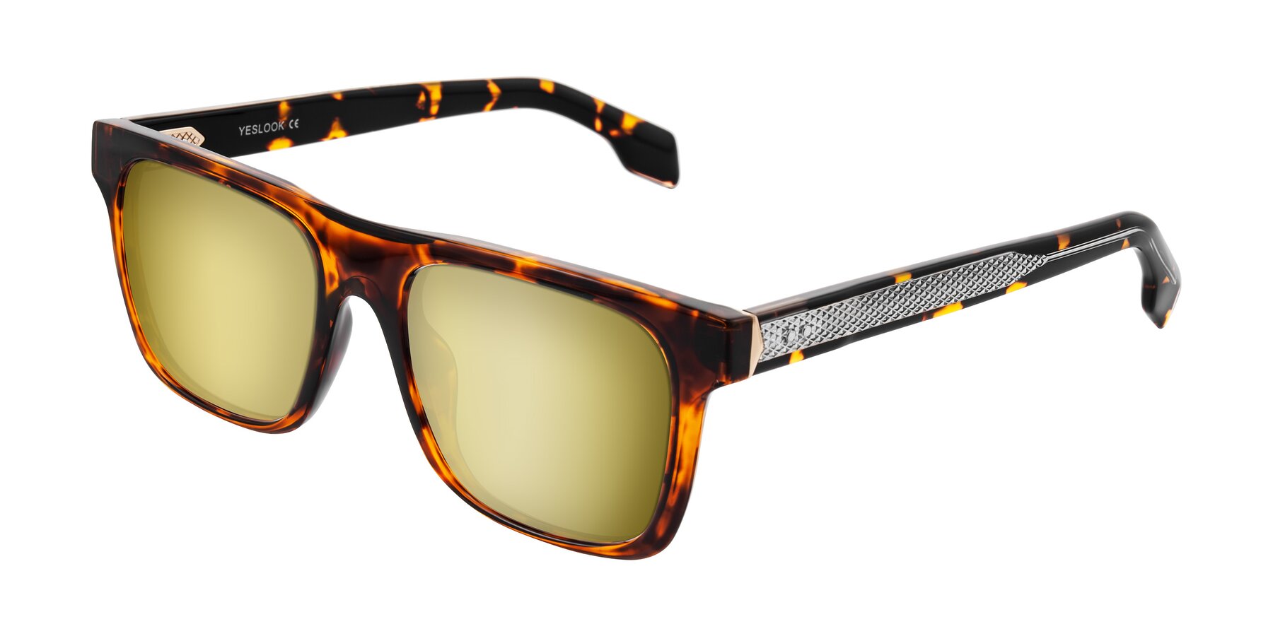 Angle of Lucid in Tortoise with Gold Mirrored Lenses