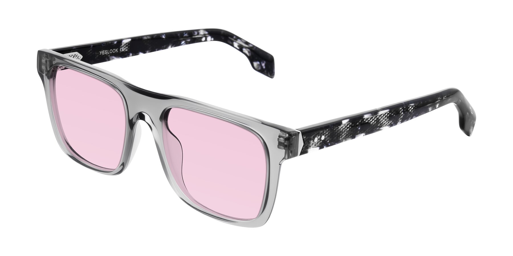 Angle of Lucid in Transparent Gray/Tortoise with Light Pink Tinted Lenses