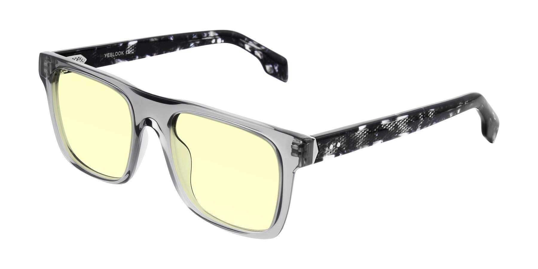 Angle of Lucid in Transparent Gray/Tortoise with Light Yellow Tinted Lenses