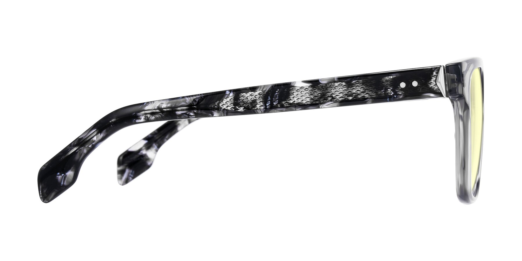 Side of Lucid in Transparent Gray/Tortoise with Light Yellow Tinted Lenses