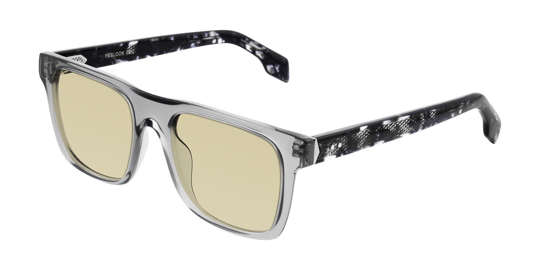 Angle of Lucid in Transparent Gray/Tortoise with Light Champagne Tinted Lenses