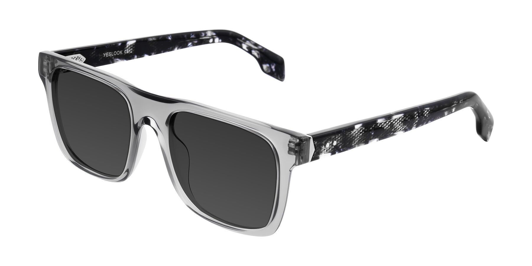 Angle of Lucid in Transparent Gray/Tortoise with Gray Tinted Lenses