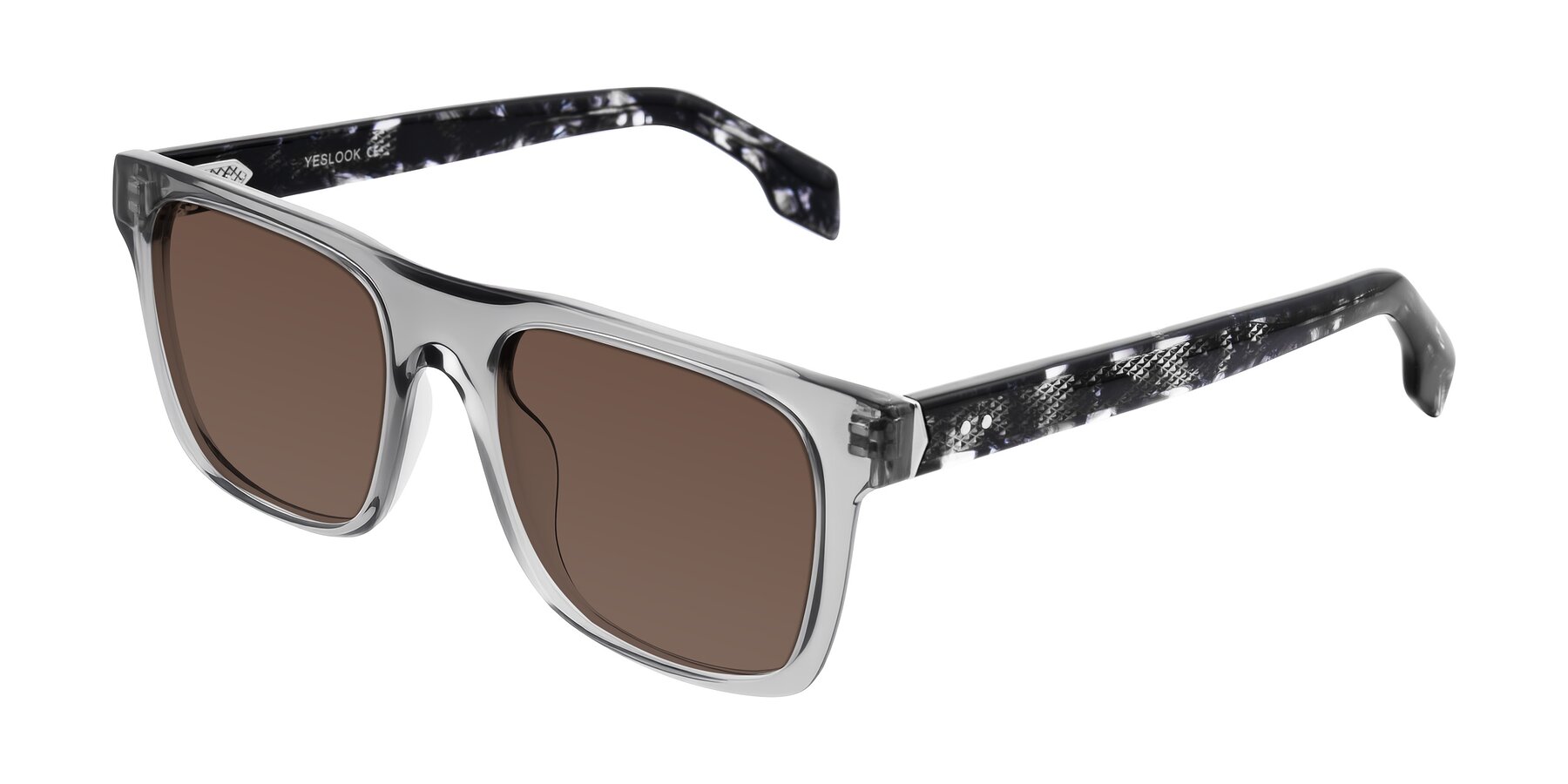 Angle of Lucid in Transparent Gray/Tortoise with Brown Tinted Lenses