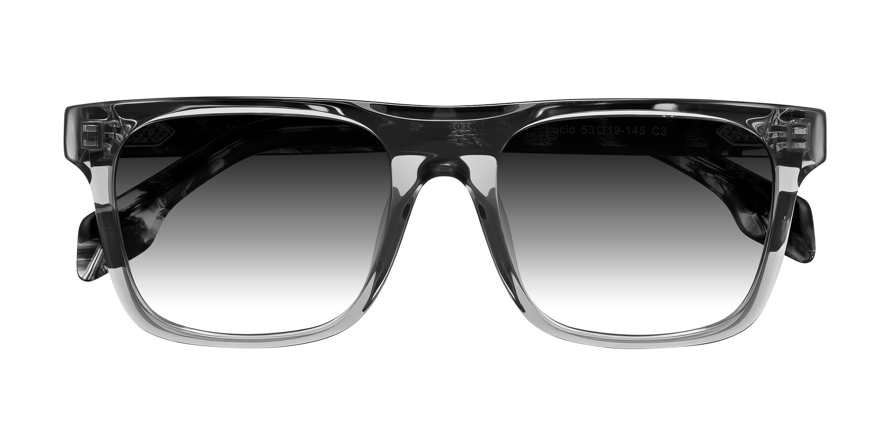 Folded Front of Lucid in Transparent Gray/Tortoise with Gray Gradient Lenses