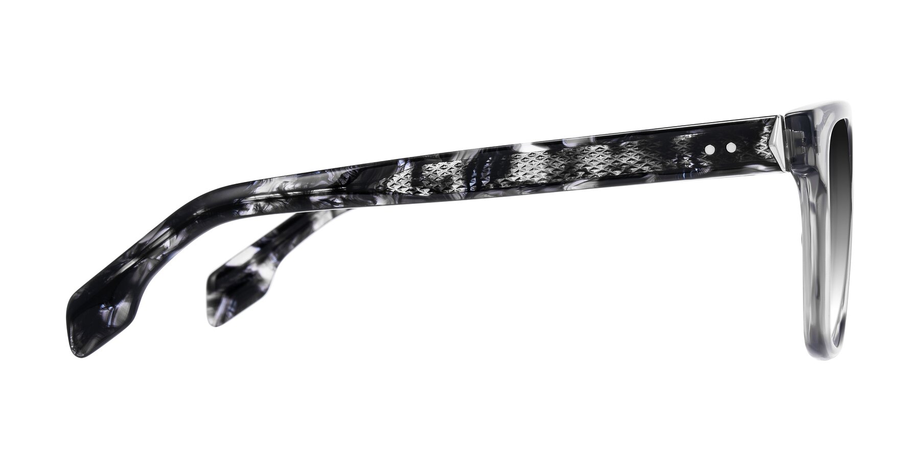 Side of Lucid in Transparent Gray/Tortoise with Gray Gradient Lenses