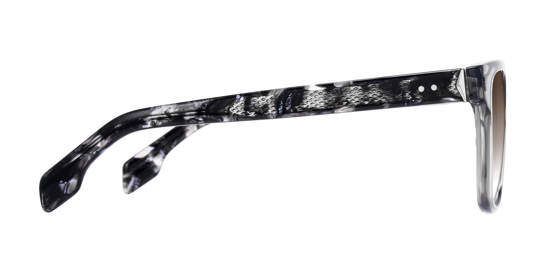 Side of Lucid in Transparent Gray/Tortoise with Brown Gradient Lenses