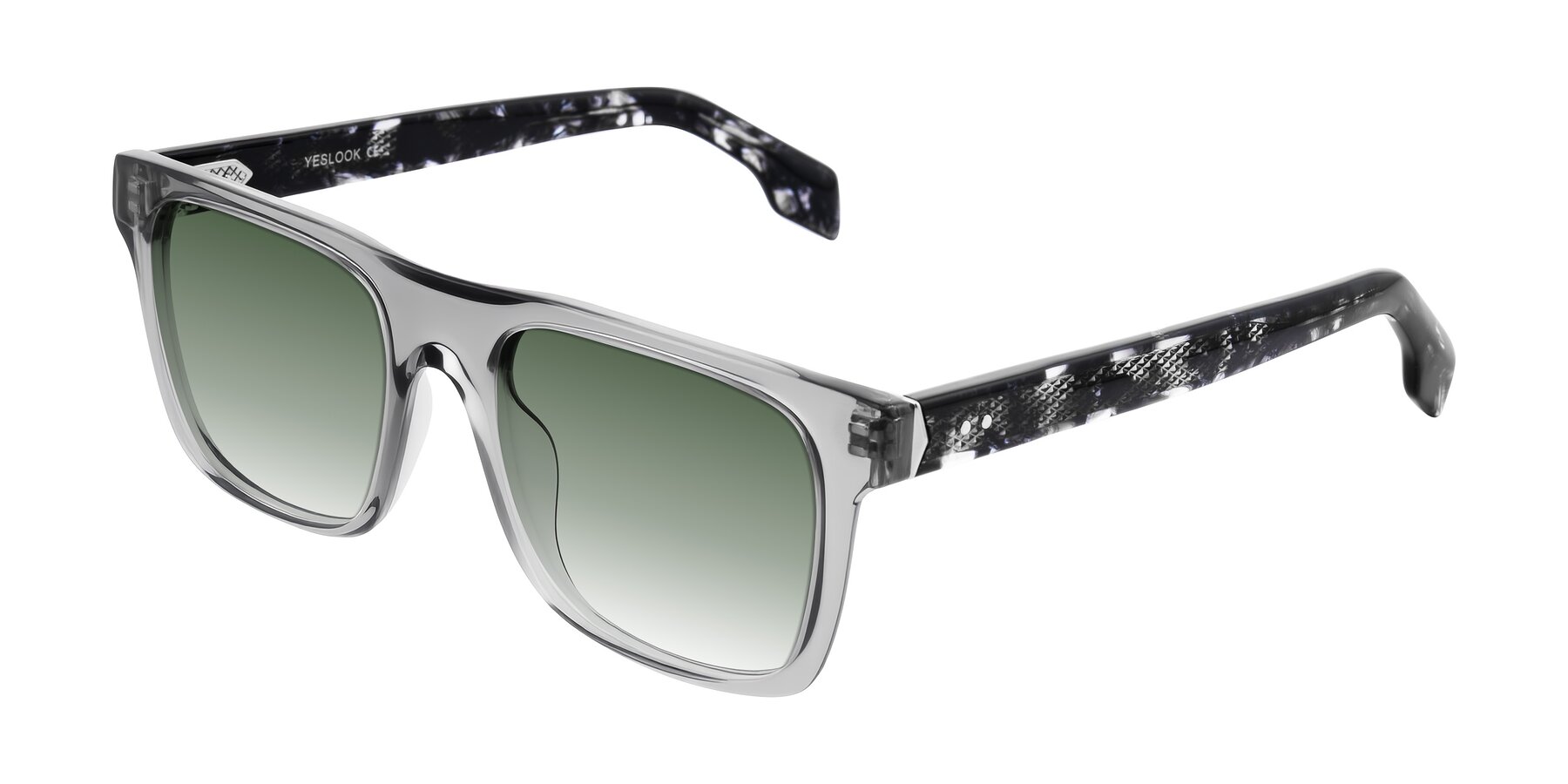 Angle of Lucid in Transparent Gray/Tortoise with Green Gradient Lenses