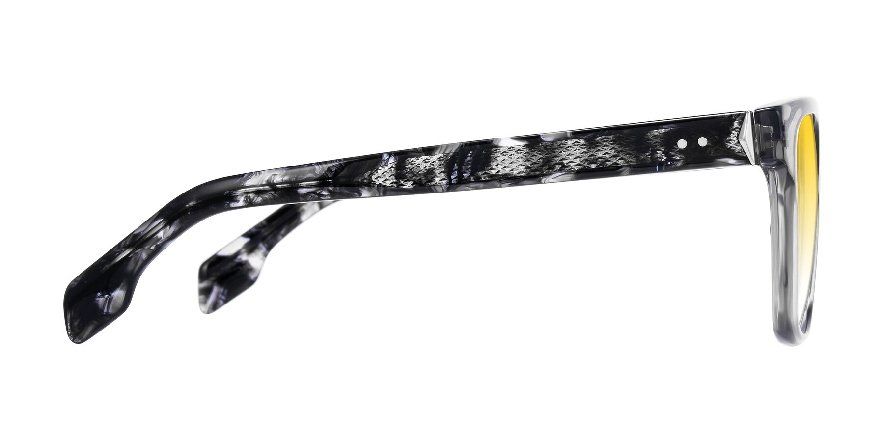 Side of Lucid in Transparent Gray/Tortoise with Yellow Gradient Lenses