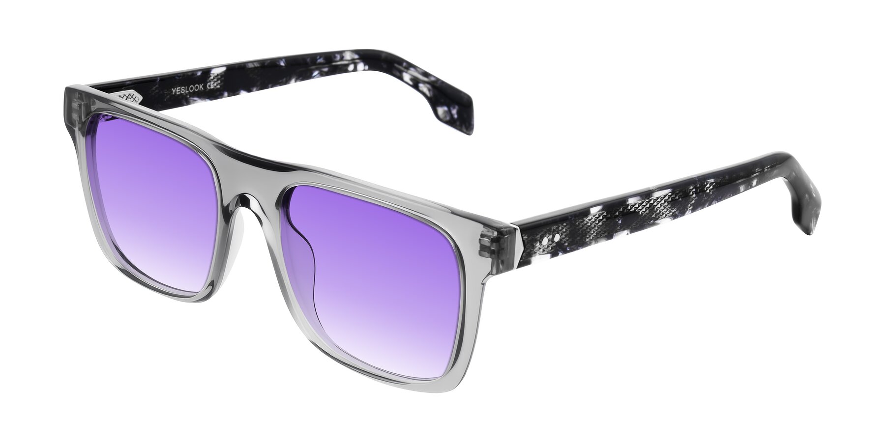 Angle of Lucid in Transparent Gray/Tortoise with Purple Gradient Lenses
